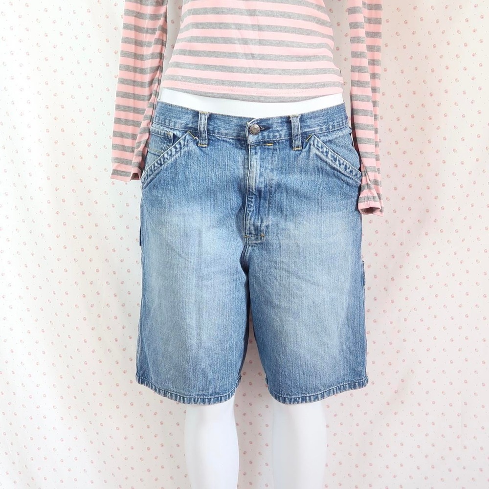 y2k Jean shorts jorts distressed light wash baggy
